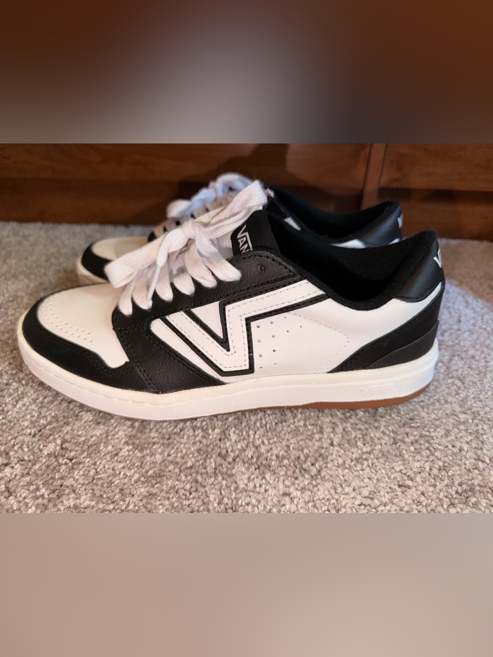 Vans Black and White Low-Profile Leather Sneakers - Lowland 2.0